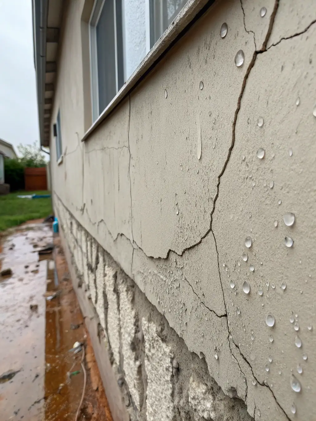 An image of a concrete floor with visible moisture damage, highlighting the problem of moisture issues in basements.