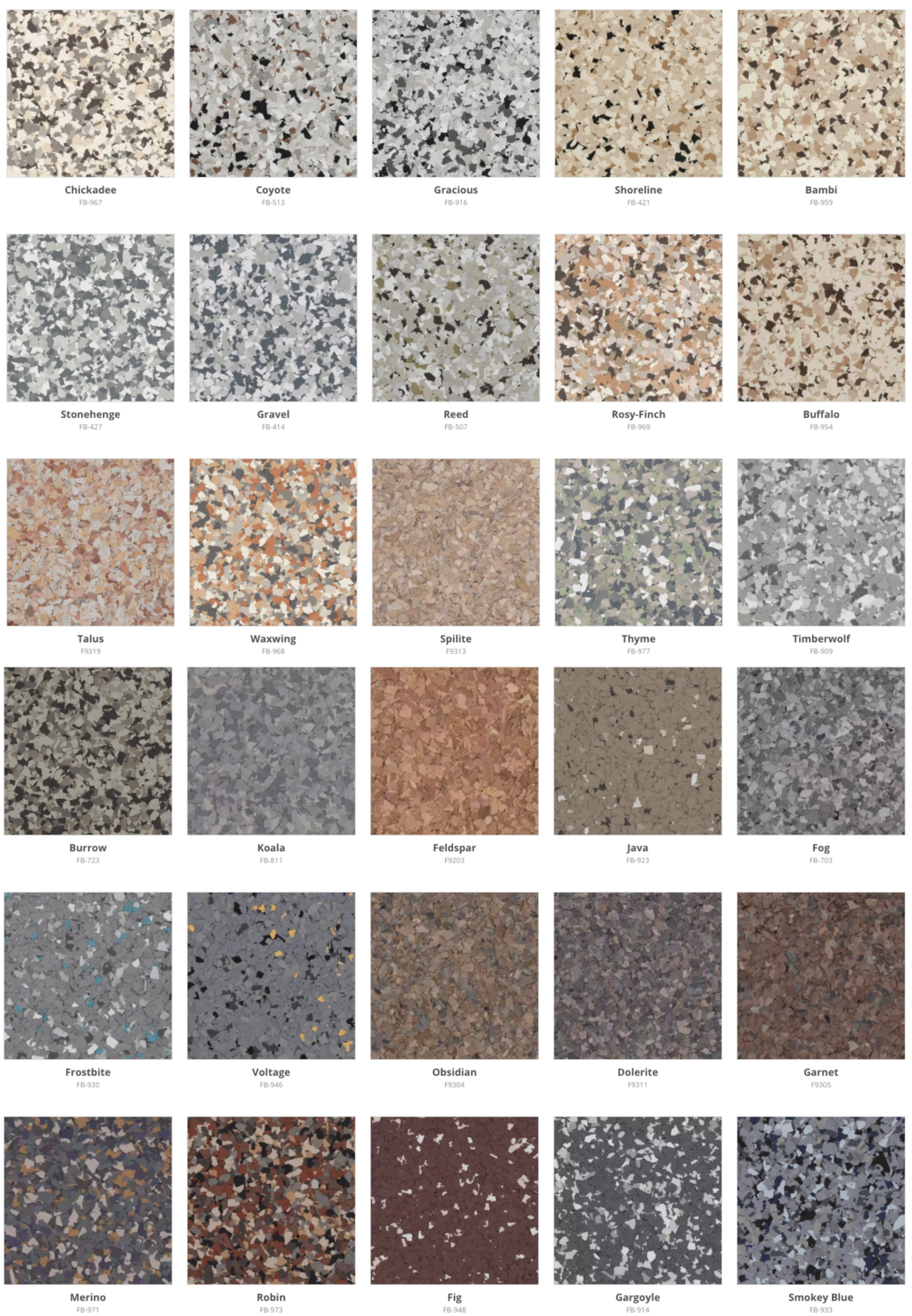 Warm beige and tan epoxy flake floor color blends for Kelowna garages and basements