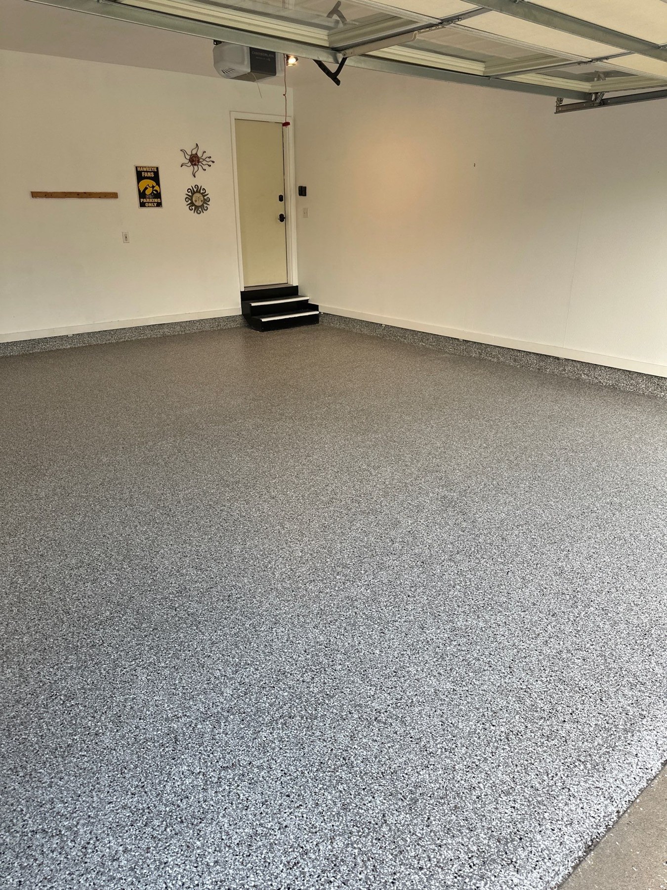Completed IronRock flake garage floor in the Okanagan