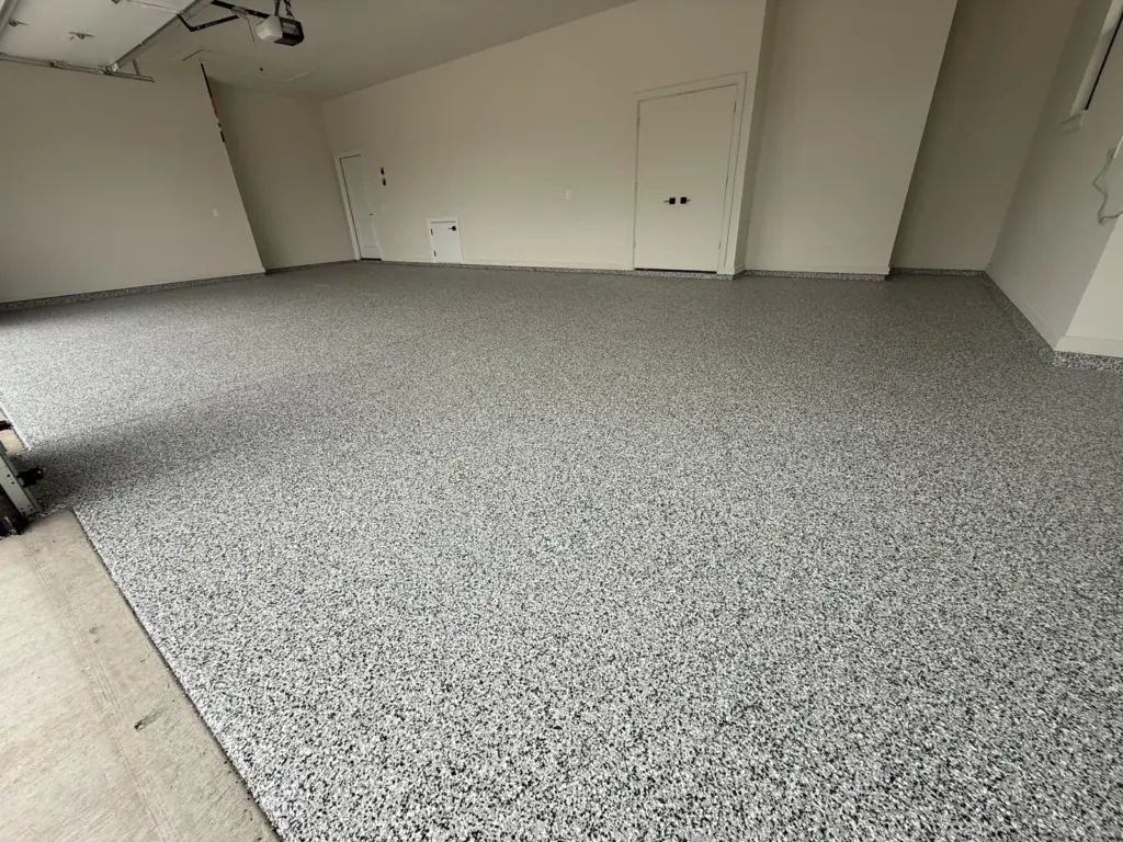 Completed project: IronRock flake coating on a garage floor