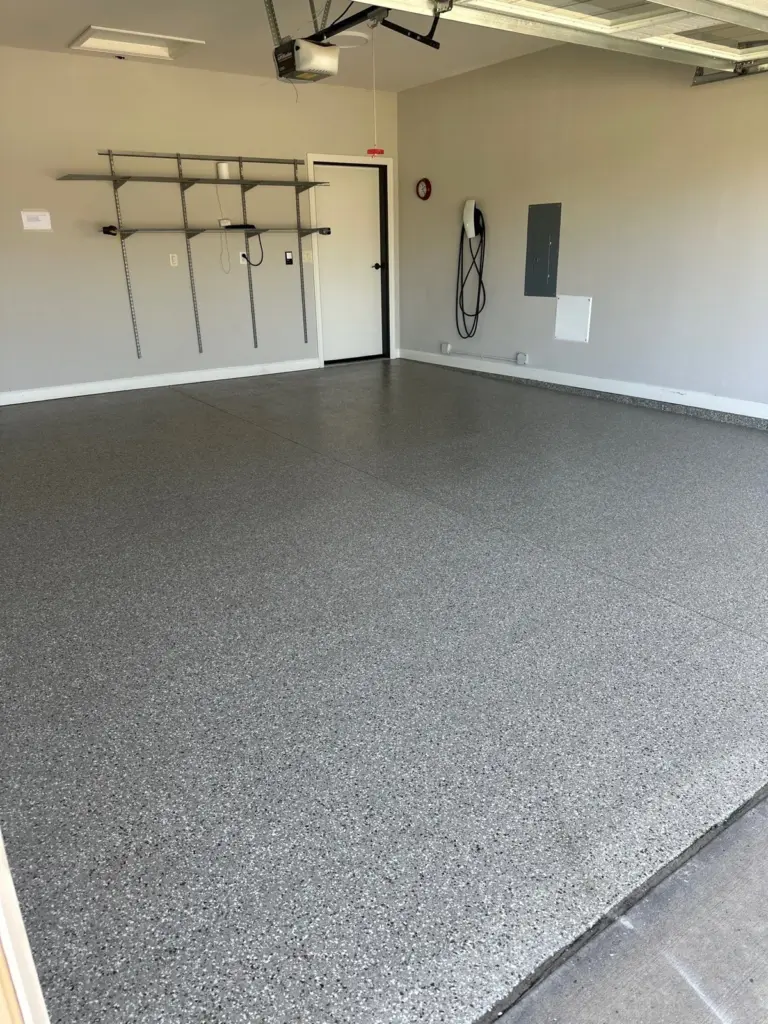 Completed project: IronRock flake coating on a garage floor