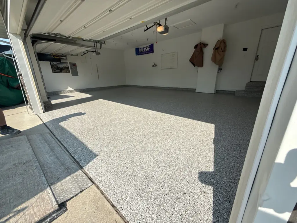 Completed project: IronRock flake coating on a garage floor