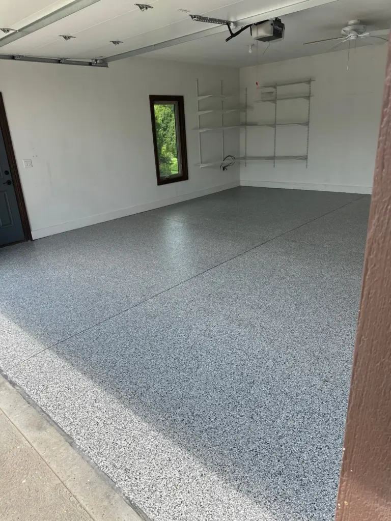 IronRock flake coating on a garage floor