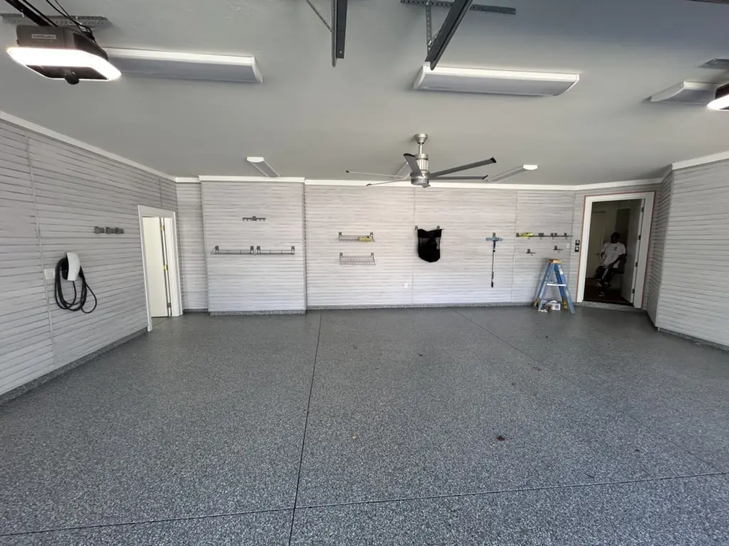 IronRock flake coating on a garage floor