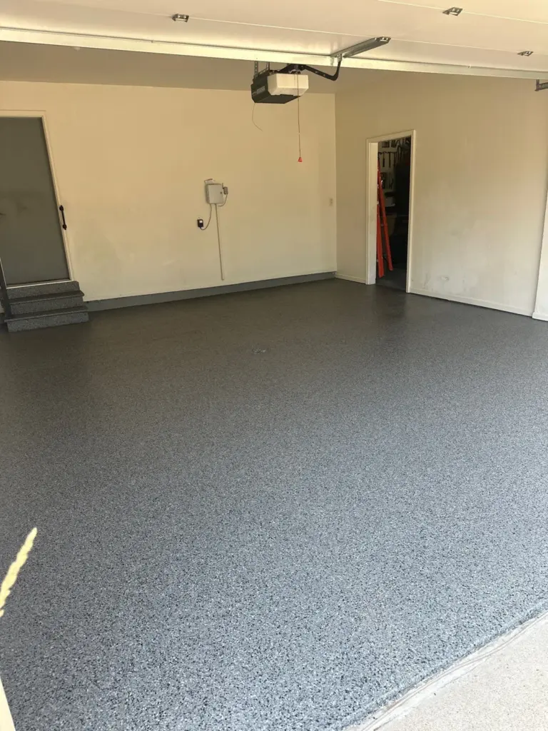 Completed project: IronRock flake coating on a garage floor