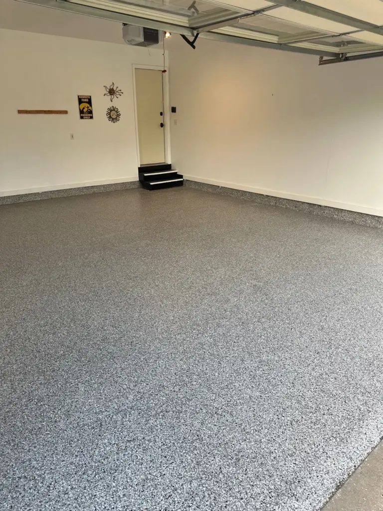 Completed project: IronRock flake coating on a garage floor