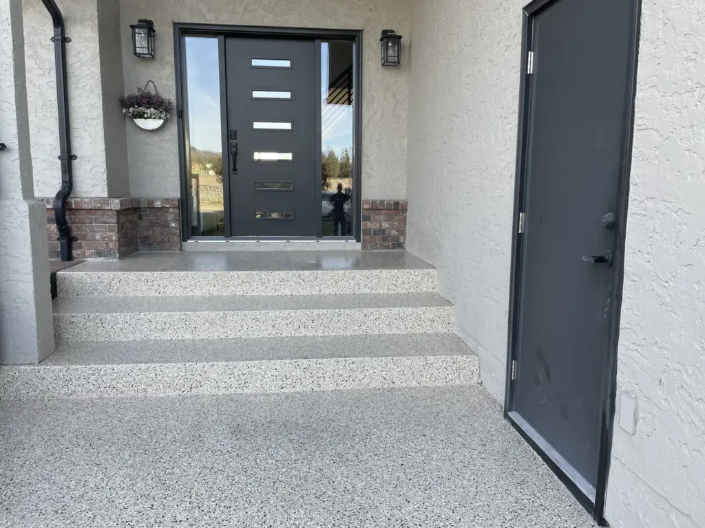 Shoreline flake patio and entry steps installed by IronRock