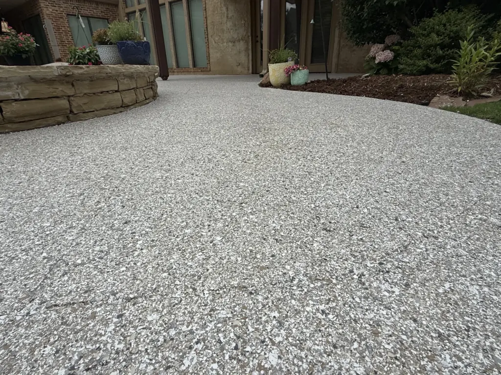 IronRock flake coating on exterior concrete