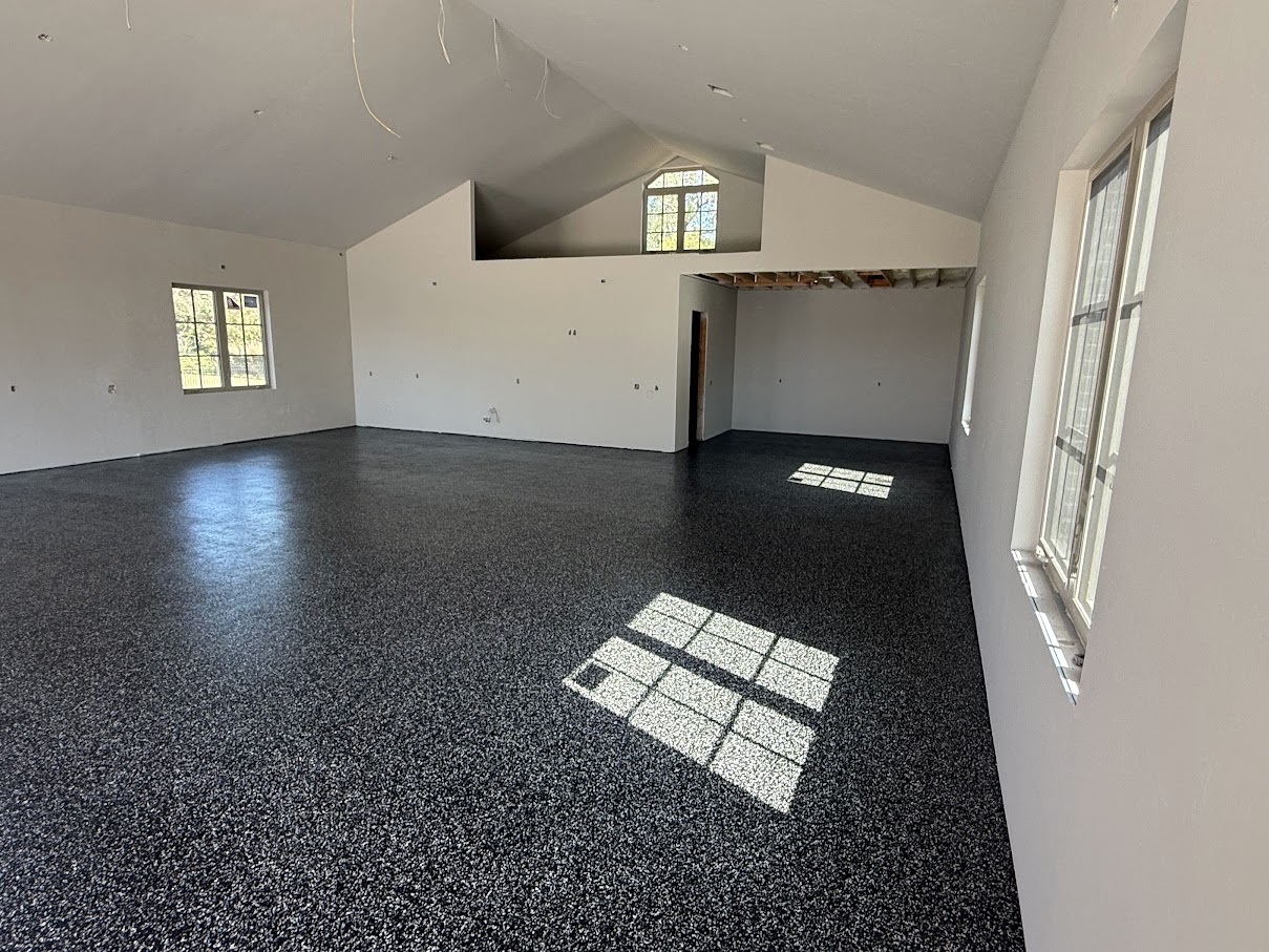 Raven flake floor installed by IronRock