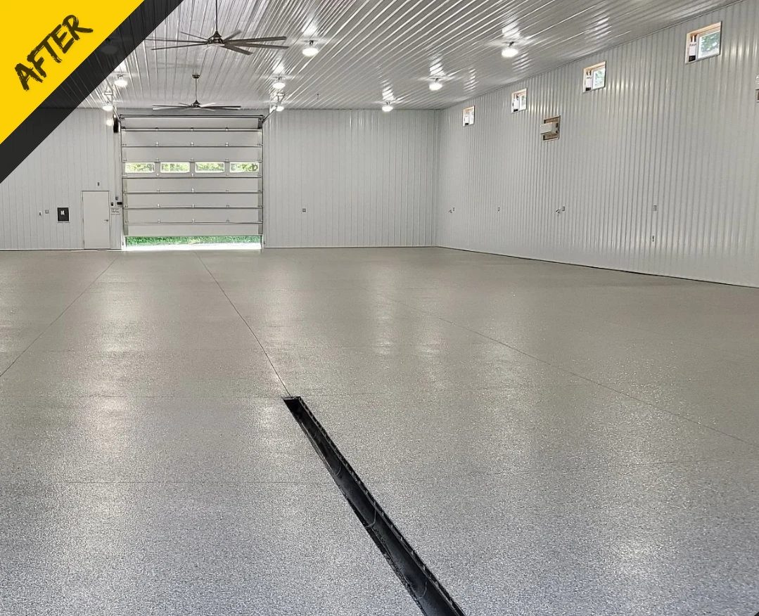 Completed flake floor in an Okanagan warehouse and shop